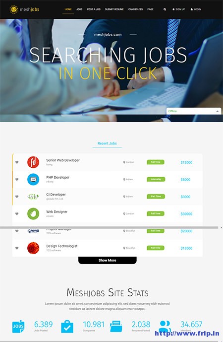 MeshJobs Job Portal WordPress Theme Frip In