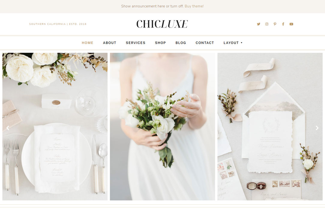 ChicLuxe Wedding Planner WordPress Theme Frip In